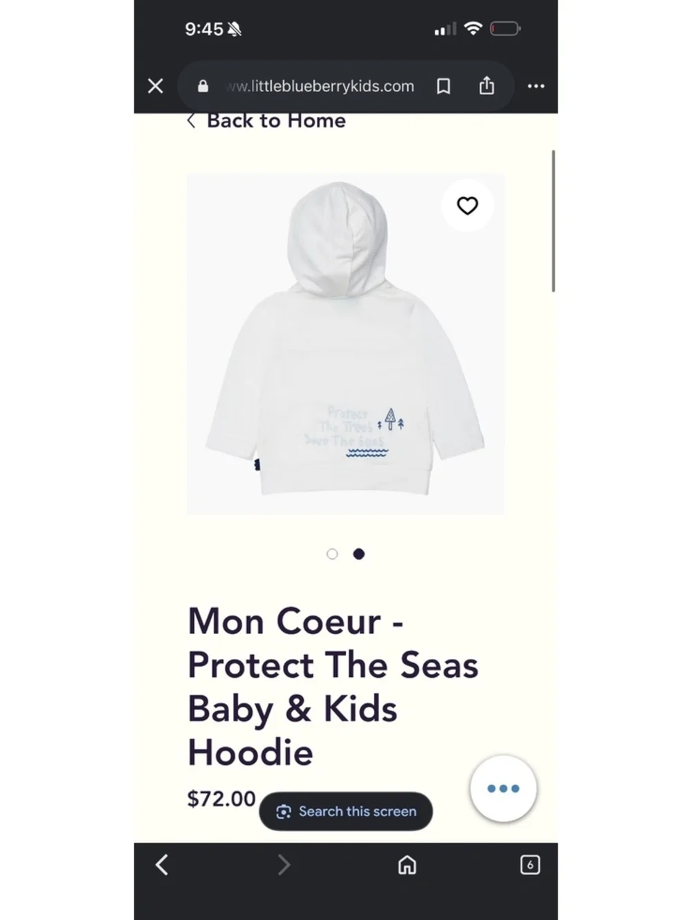 Mata Creations 18–24M Organic Cotton Zip Hoodie Protect Trees Save Seas